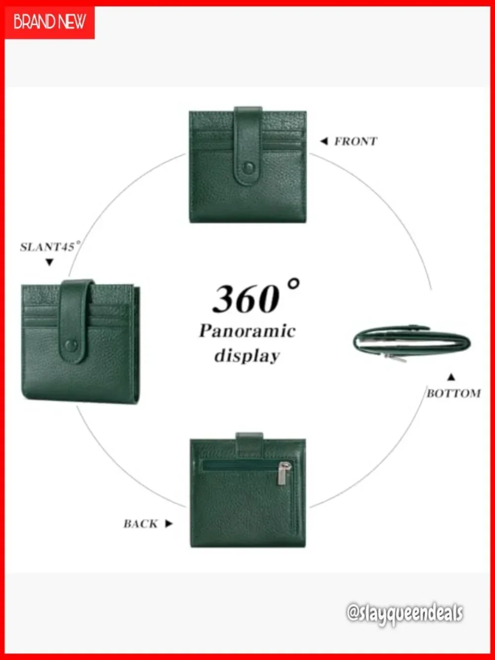 Genuine Leather Slim Bifold Wallet With Zipper Coin Pouch ID Window